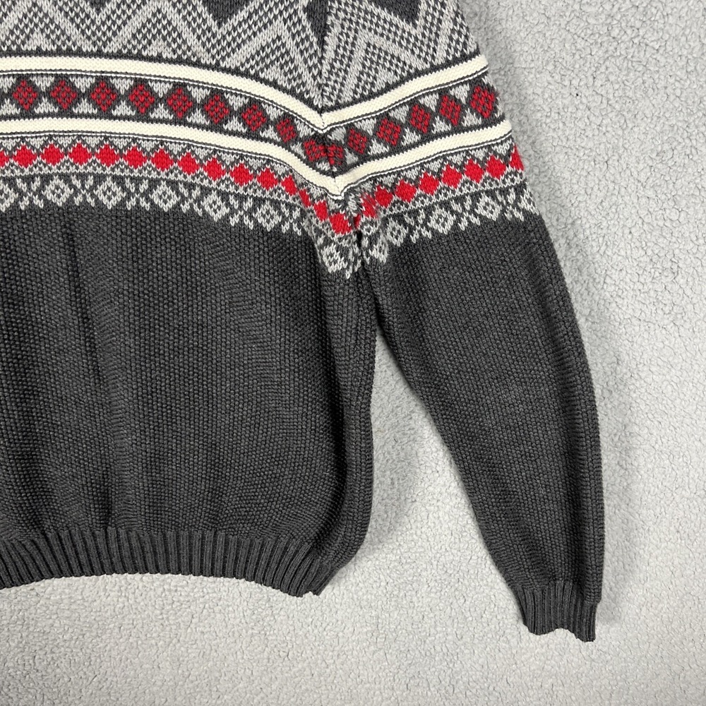 Izod Mens Fair Isles Sweater Size L Gray 1/4 Zip Pullover Mock Neck‎ Knit Nordic - Picture 8 of 13